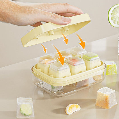 Mini ice cube tray with 6 compartments, food-safe and easy to remove