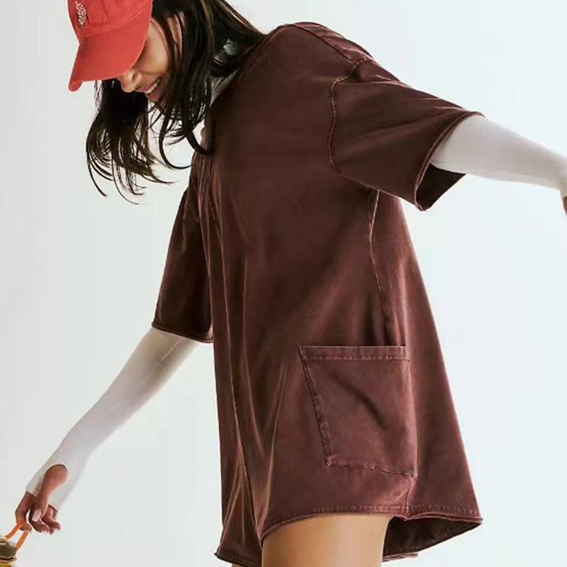 🦋Hot Sale 50% OFF-Oversized T-shirt V-shaped Back Romper💖