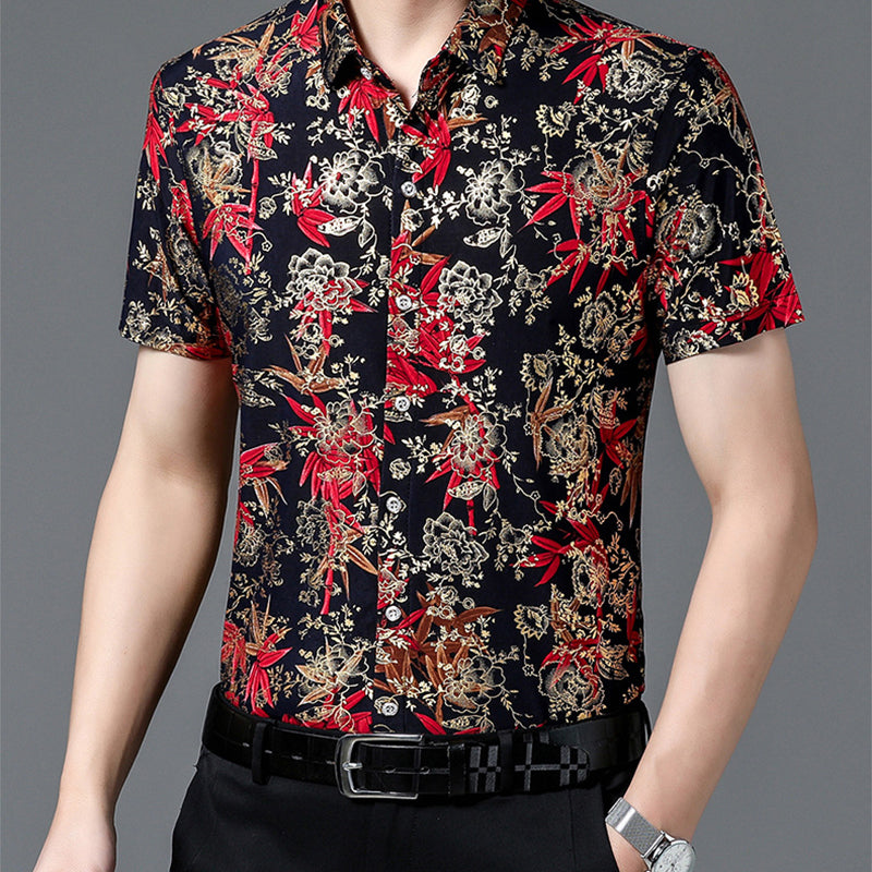 Men's Trendy Pattern Breathable Short Sleeve Shirt