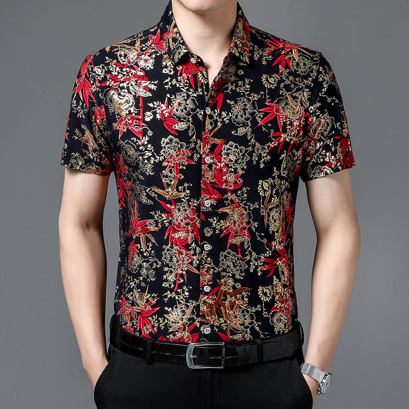 Men's Trendy Pattern Breathable Short Sleeve Shirt