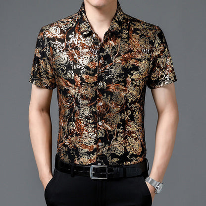 Men's Trendy Pattern Breathable Short Sleeve Shirt