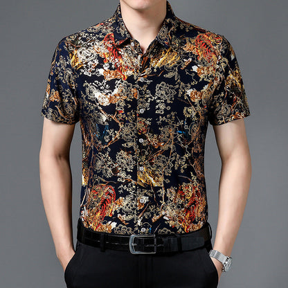 Men's Trendy Pattern Breathable Short Sleeve Shirt