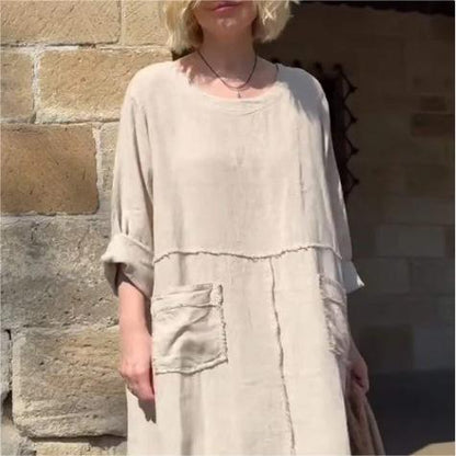 49% Off💥Casual Breathable Solid Color Round Neck Dress