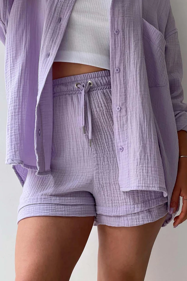 LONG SLEEVE SHIRT SHORT SET