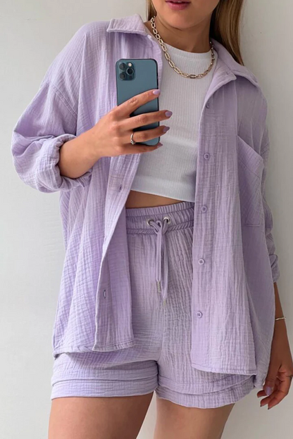 LONG SLEEVE SHIRT SHORT SET