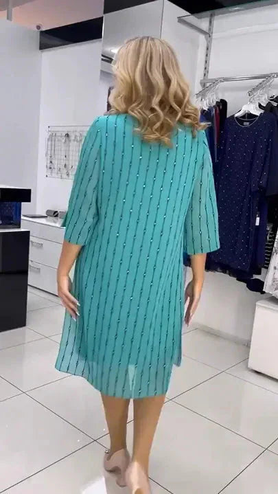 Fashion round neck print dress for women