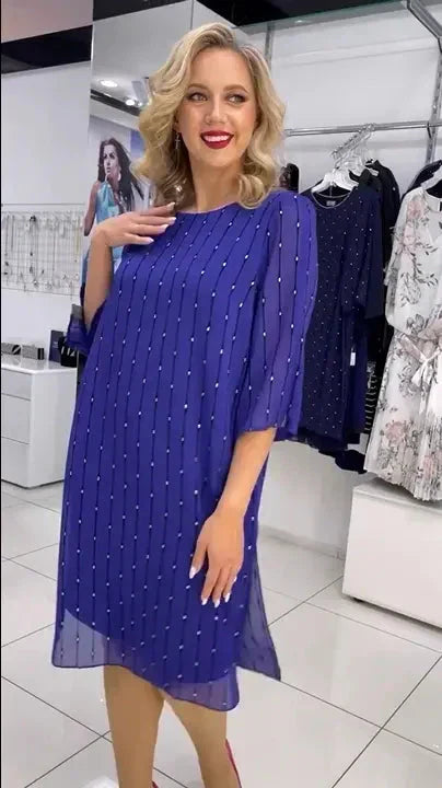 Fashion round neck print dress for women