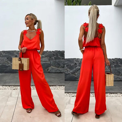 Hot Sale🔥Women's Sleeveless Wide Leg Jumpsuit