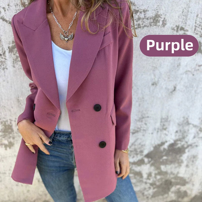 Fashionable Solid Color Long-Sleeve Blazer