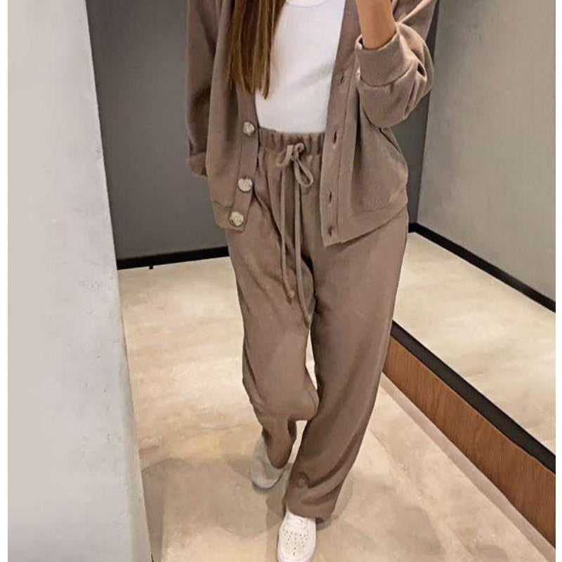 ✨Hot Sale 50% Off✨Women's Knitted Buttoned Jacket and Pants Two-piece Set