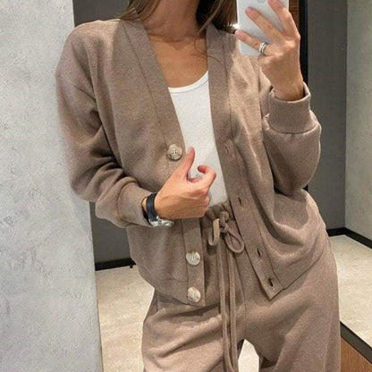 ✨Hot Sale 50% Off✨Women's Knitted Buttoned Jacket and Pants Two-piece Set