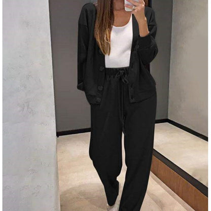 ✨Hot Sale 50% Off✨Women's Knitted Buttoned Jacket and Pants Two-piece Set