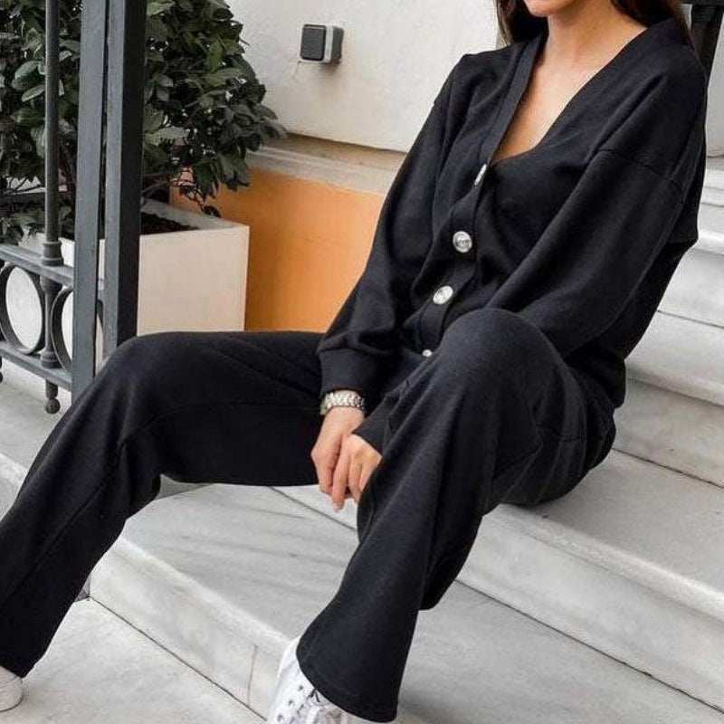 ✨Hot Sale 50% Off✨Women's Knitted Buttoned Jacket and Pants Two-piece Set