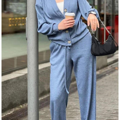 ✨Hot Sale 50% Off✨Women's Knitted Buttoned Jacket and Pants Two-piece Set