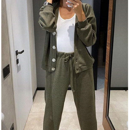 ✨Hot Sale 50% Off✨Women's Knitted Buttoned Jacket and Pants Two-piece Set