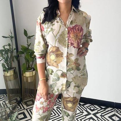 Casual Floral Print Two-Piece Set