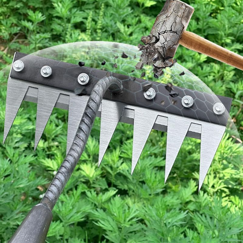 🔥5/6/7/8 Teeth Carbon Steel Garden Weeding Rake