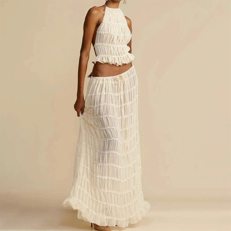 🎊2025 NEW MODELES🎊  sexy backless tank top long skirt suit
