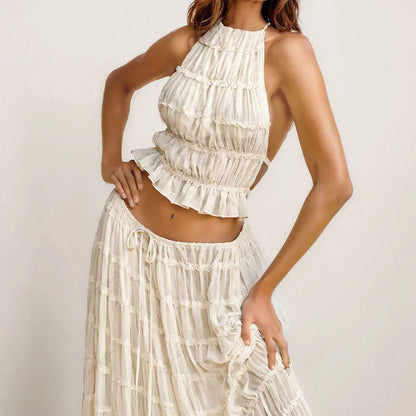 🎊2025 NEW MODELES🎊  sexy backless tank top long skirt suit