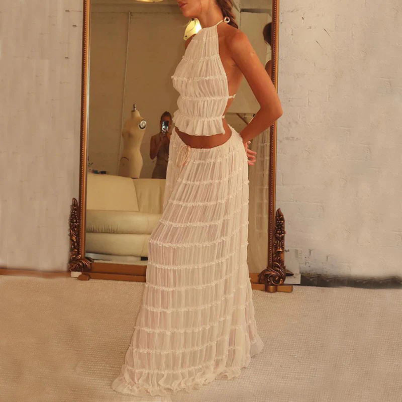 🎊2025 NEW MODELES🎊  sexy backless tank top long skirt suit