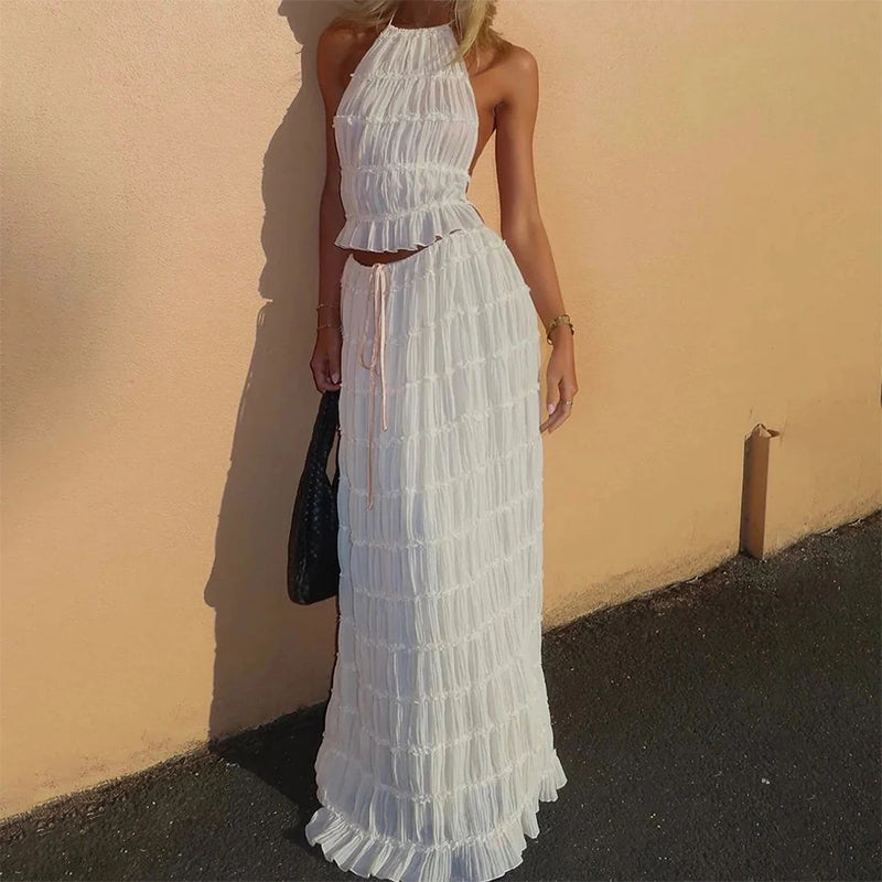 🎊2025 NEW MODELES🎊  sexy backless tank top long skirt suit