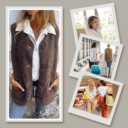 Women's Fall Button Down Short Warm Vest