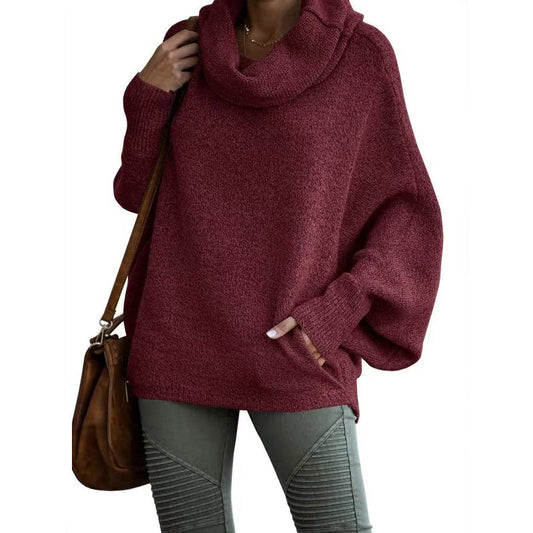 🍂Autumn Warm Turtleneck Sweater 50% OFF 🍂Women's Batwing Cowl Neck Sweater with Pocket