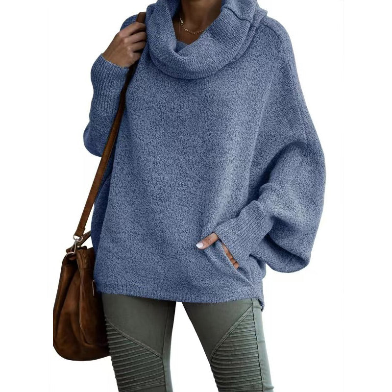 🍂Autumn Warm Turtleneck Sweater 50% OFF 🍂Women's Batwing Cowl Neck Sweater with Pocket