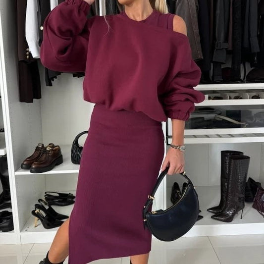 🔥Limited Time 50% OFF🔥Women's Sweatshirt & Sleeveless Dress 2-Piece Set