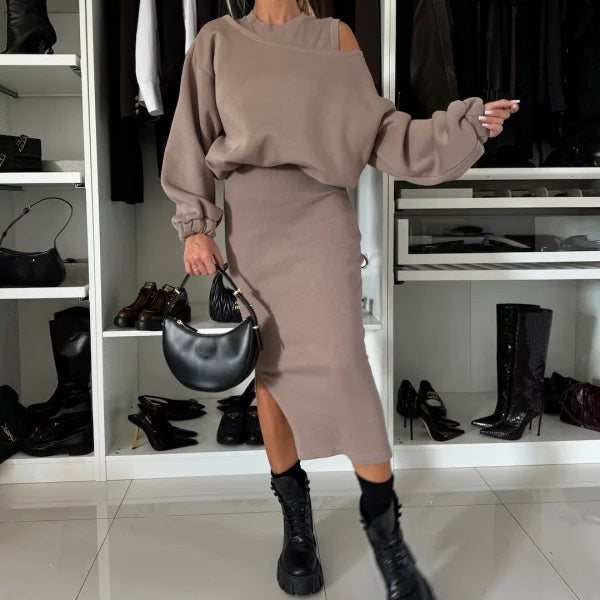 🔥Limited Time 50% OFF🔥Women's Sweatshirt & Sleeveless Dress 2-Piece Set