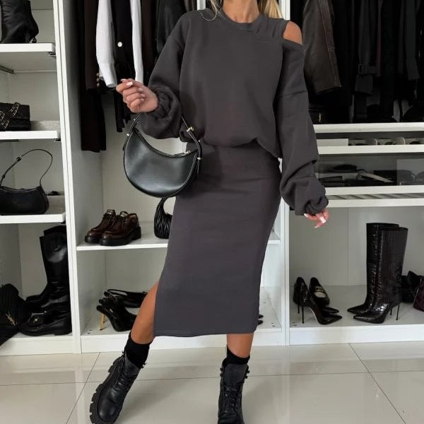 🔥Limited Time 50% OFF🔥Women's Sweatshirt & Sleeveless Dress 2-Piece Set