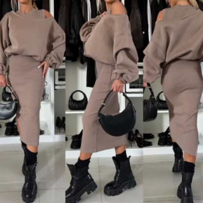 🔥Limited Time 50% OFF🔥Women's Sweatshirt & Sleeveless Dress 2-Piece Set