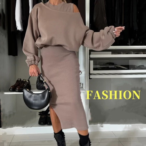 🔥Limited Time 50% OFF🔥Women's Sweatshirt & Sleeveless Dress 2-Piece Set