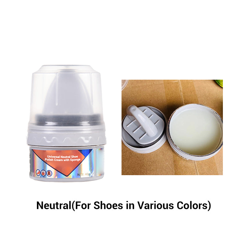 Universal Neutral Shoe Polish Cream with Sponge