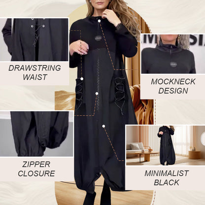 💖Limited Sale 50% OFF💖Mockneck Long Sleeve Dress with Drawstring