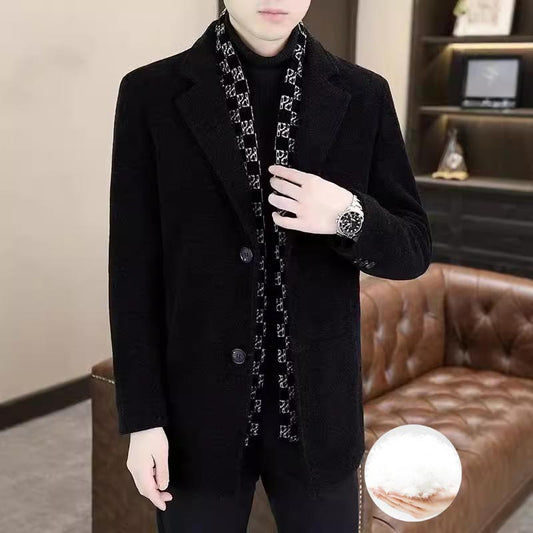 Men's Mid-Length Wool Coat | Thick Down, Elegant Design 🧥❄️