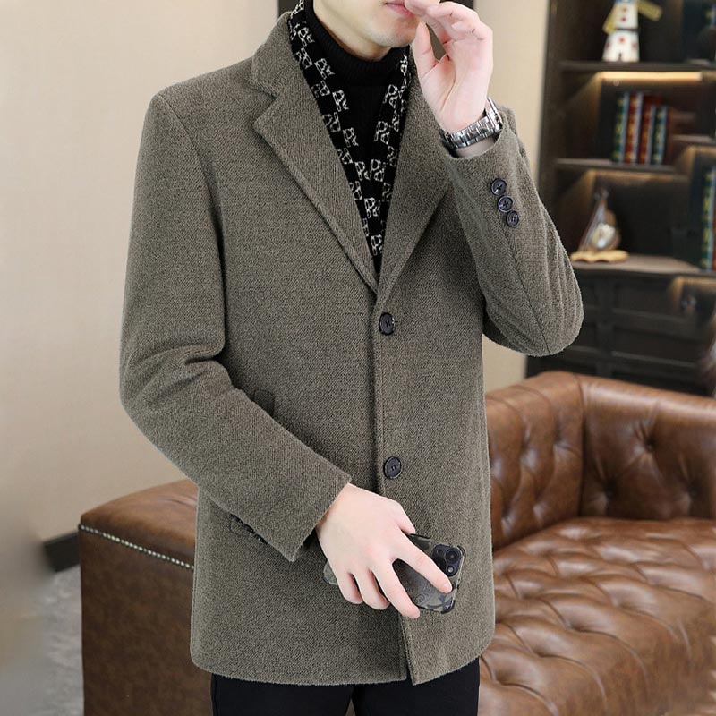 Men's Mid-Length Wool Coat | Thick Down, Elegant Design 🧥❄️