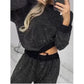 ✨Sequined Loose Fit Top and Wide Leg Pants (2-Piece Set)