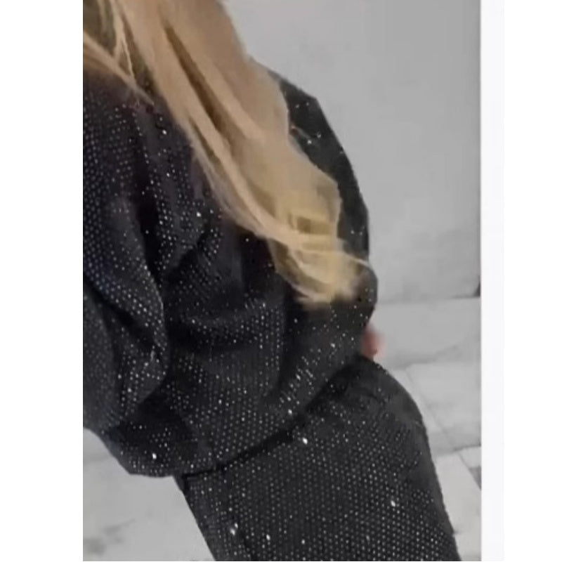 ✨Sequined Loose Fit Top and Wide Leg Pants (2-Piece Set)