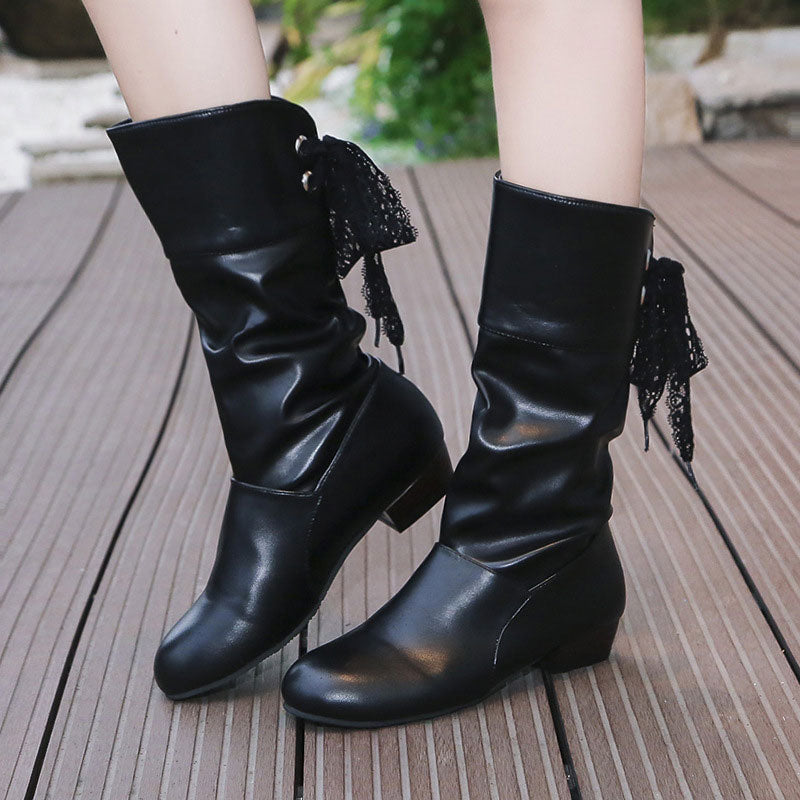 🎁Hot Sale 50% OFF⏳Women's Lace-Up Chunky Heel Mid-Calf Boots