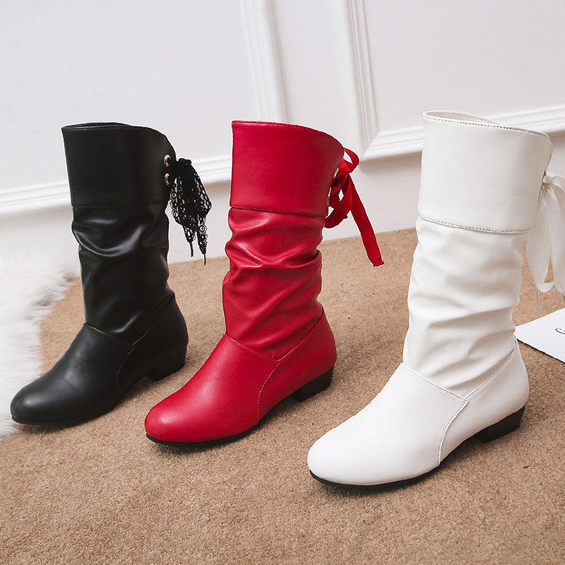 🎁Hot Sale 50% OFF⏳Women's Lace-Up Chunky Heel Mid-Calf Boots