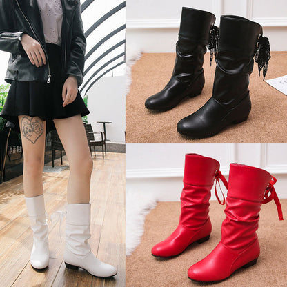 🎁Hot Sale 50% OFF⏳Women's Lace-Up Chunky Heel Mid-Calf Boots