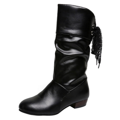 🎁Hot Sale 50% OFF⏳Women's Lace-Up Chunky Heel Mid-Calf Boots