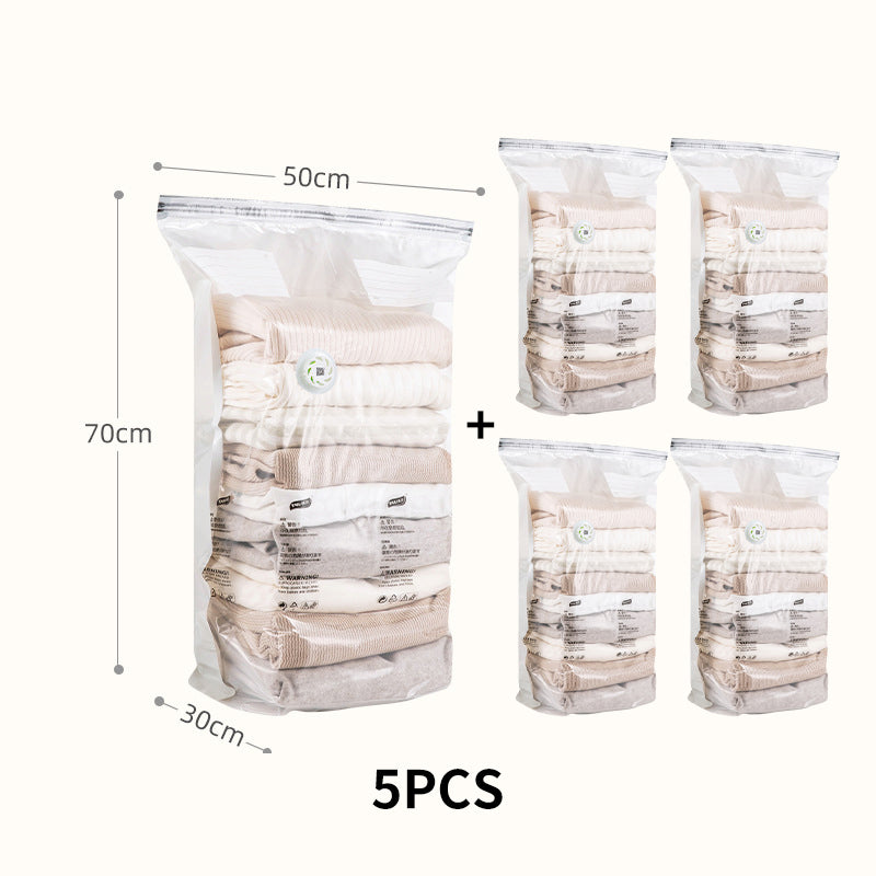 5PCS Reusable Vacuum-Free Compression Storage Bags