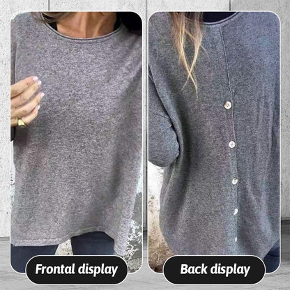 Women's Solid Round Neck Long Sleeve Tops