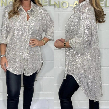 Women's Trendy Loose Fit Sequin Blouse