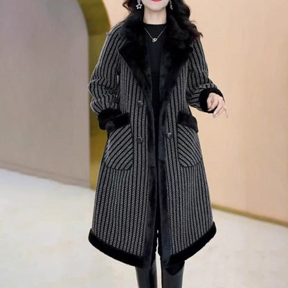 Women's Double Breasted Overcoat with Plush Lining