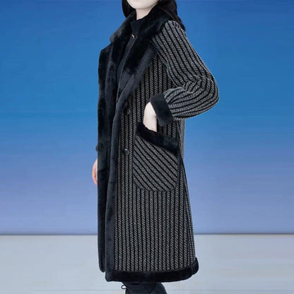 Women's Double Breasted Overcoat with Plush Lining