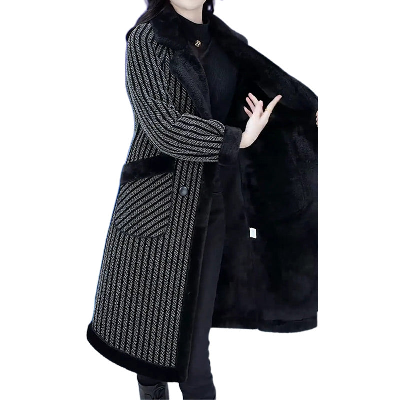 Women's Double Breasted Overcoat with Plush Lining