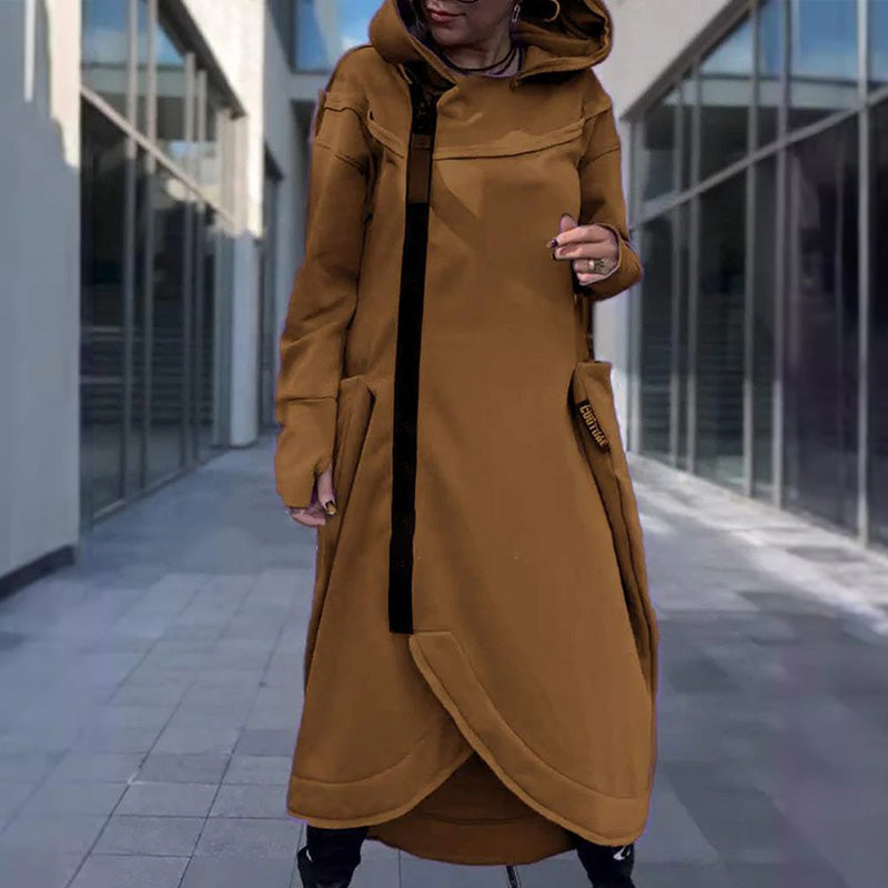 🎅Christmas 50% off sale💥Fashion Deep Pocket Irregular Hem Hooded Coat